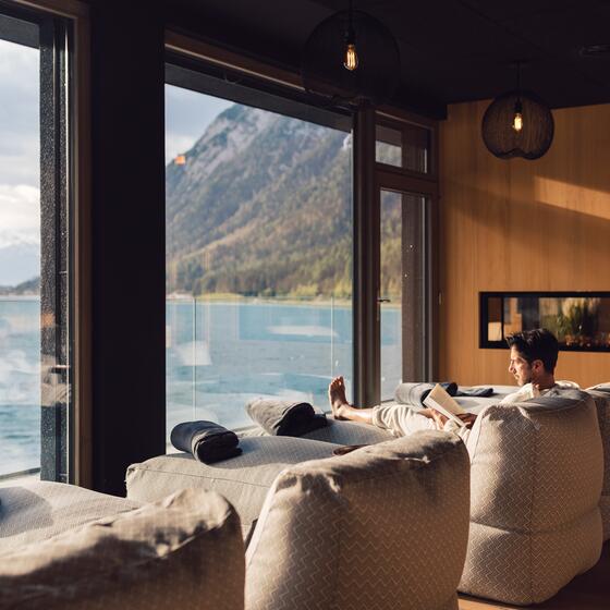 relax in the hotel directly on the lake