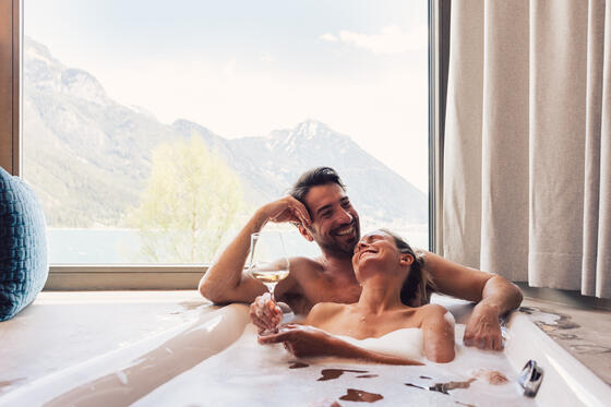 couple's holiday with bathtub in the room
