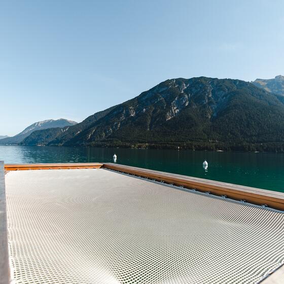 sunbathing area on the lake in Tyrol